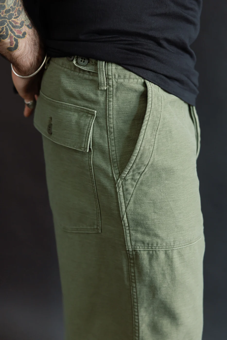 03-V5002-77SK - Fatigue Pants Reverse Sateen - Vintage Fit - Dark Olive Stone - Image 19