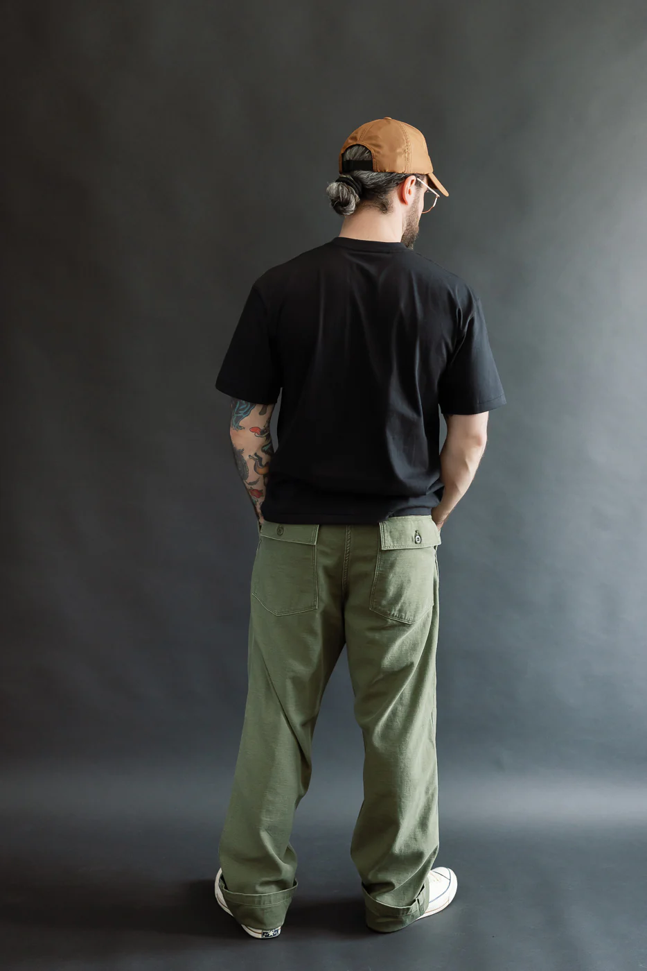 03-V5002-77SK - Fatigue Pants Reverse Sateen - Vintage Fit - Dark Olive Stone - Image 9