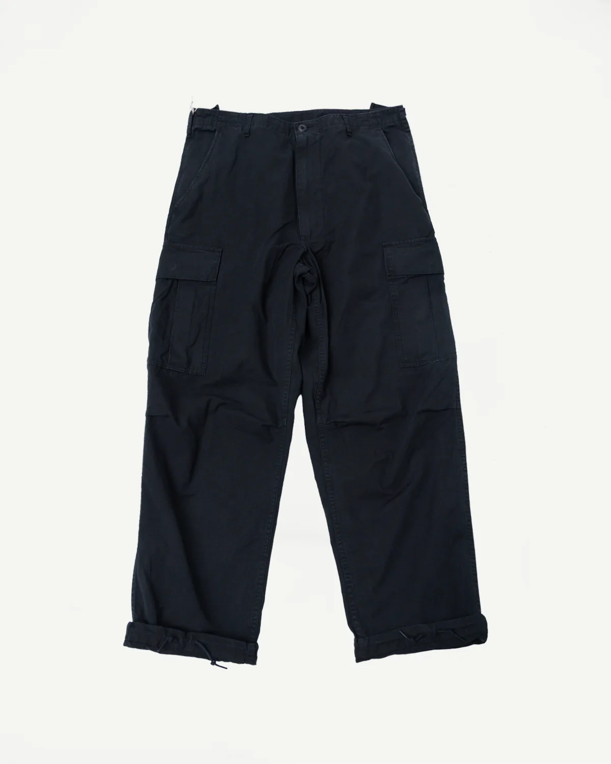 03-V5260RIP-61S - 6-Pocket Ripstop Cargo Trousers - Vintage Fit - Black Stone