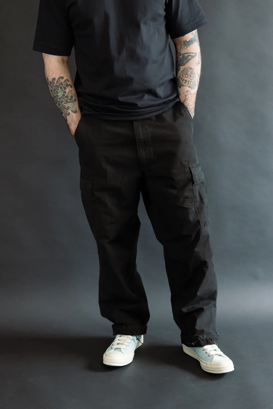 03-V5260RIP-61S - 6-Pocket Ripstop Cargo Trousers - Vintage Fit - Black Stone - Image 10