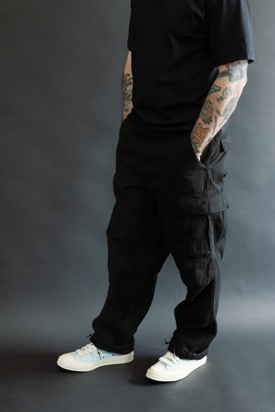 03-V5260RIP-61S - 6-Pocket Ripstop Cargo Trousers - Vintage Fit - Black Stone - Image 11