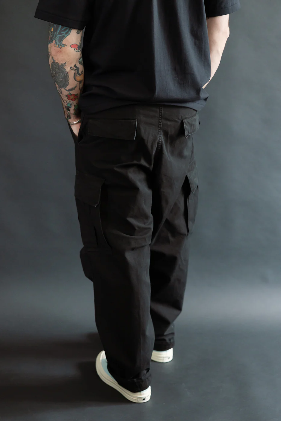 03-V5260RIP-61S - 6-Pocket Ripstop Cargo Trousers - Vintage Fit - Black Stone - Image 12