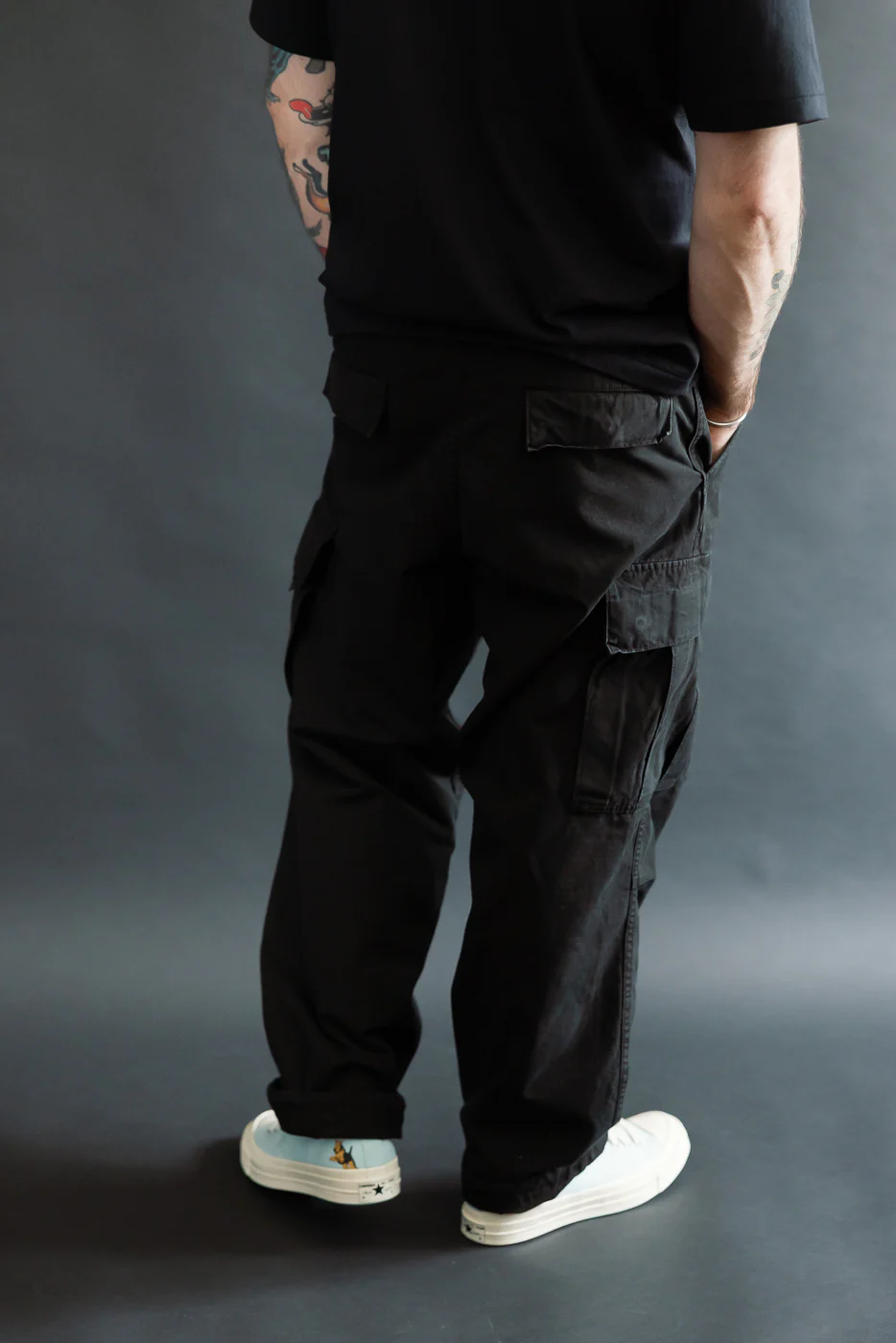 03-V5260RIP-61S - 6-Pocket Ripstop Cargo Trousers - Vintage Fit - Black Stone - Image 13