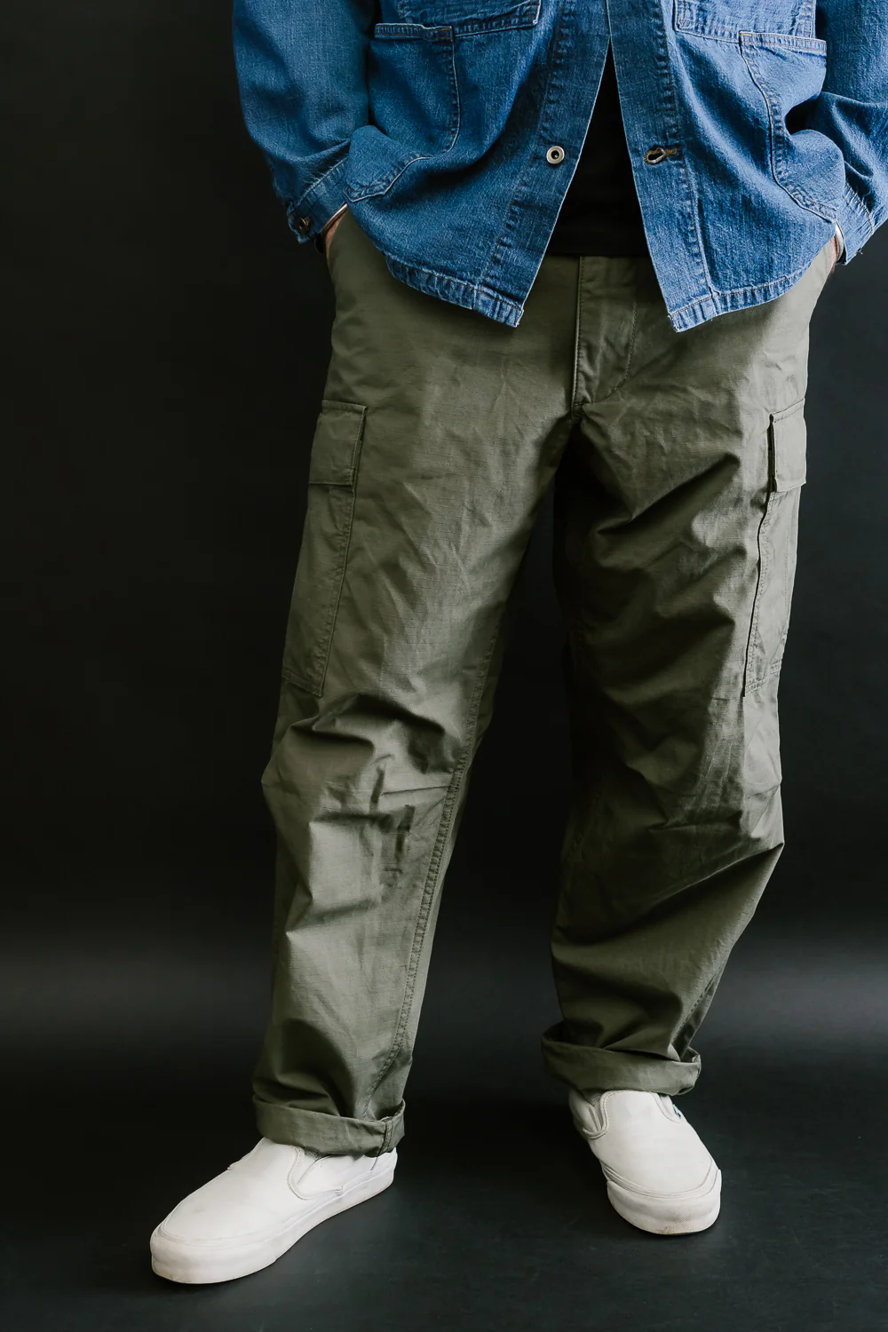 03-V5260RIP-76 - 6-Pocket Cargo Trousers - Vintage Fit - Olive - Image 11