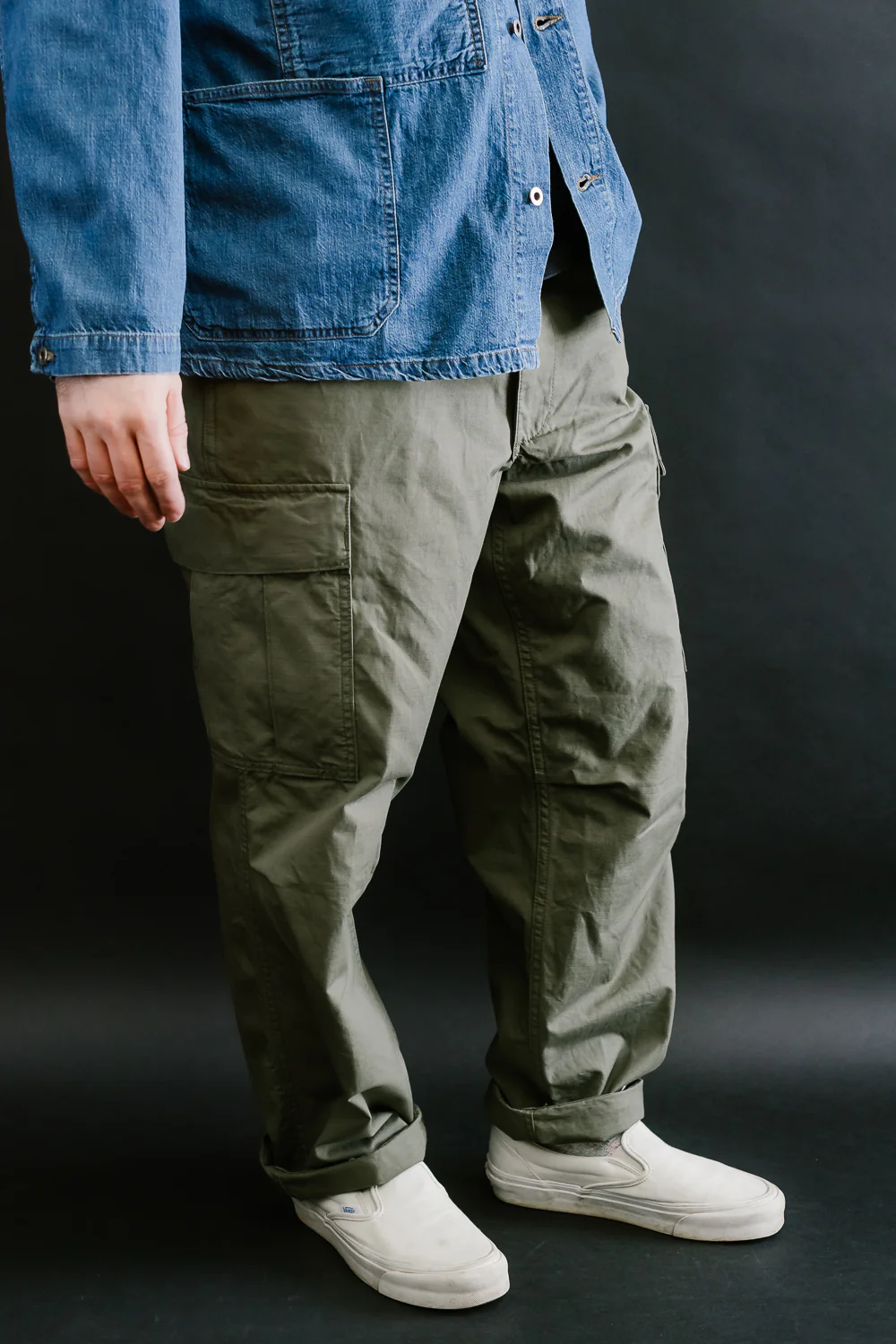 03-V5260RIP-76 - 6-Pocket Cargo Trousers - Vintage Fit - Olive - Image 16