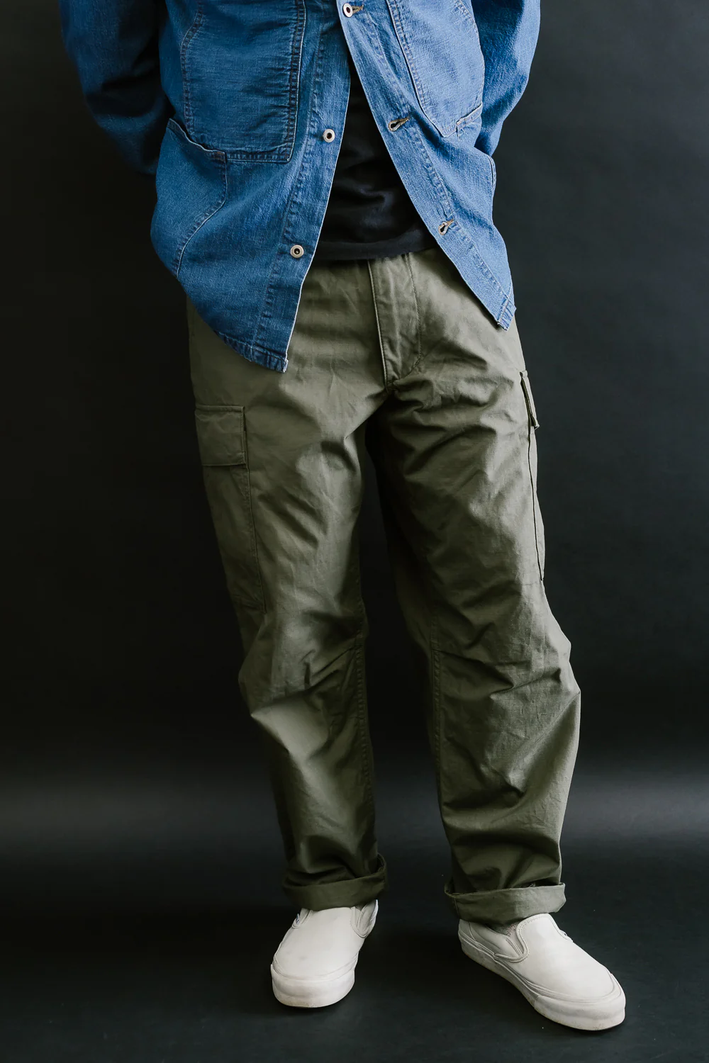 03-V5260RIP-76 - 6-Pocket Cargo Trousers - Vintage Fit - Olive - Image 17