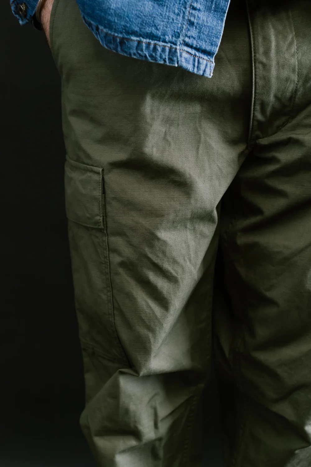 03-V5260RIP-76 - 6-Pocket Cargo Trousers - Vintage Fit - Olive - Image 18
