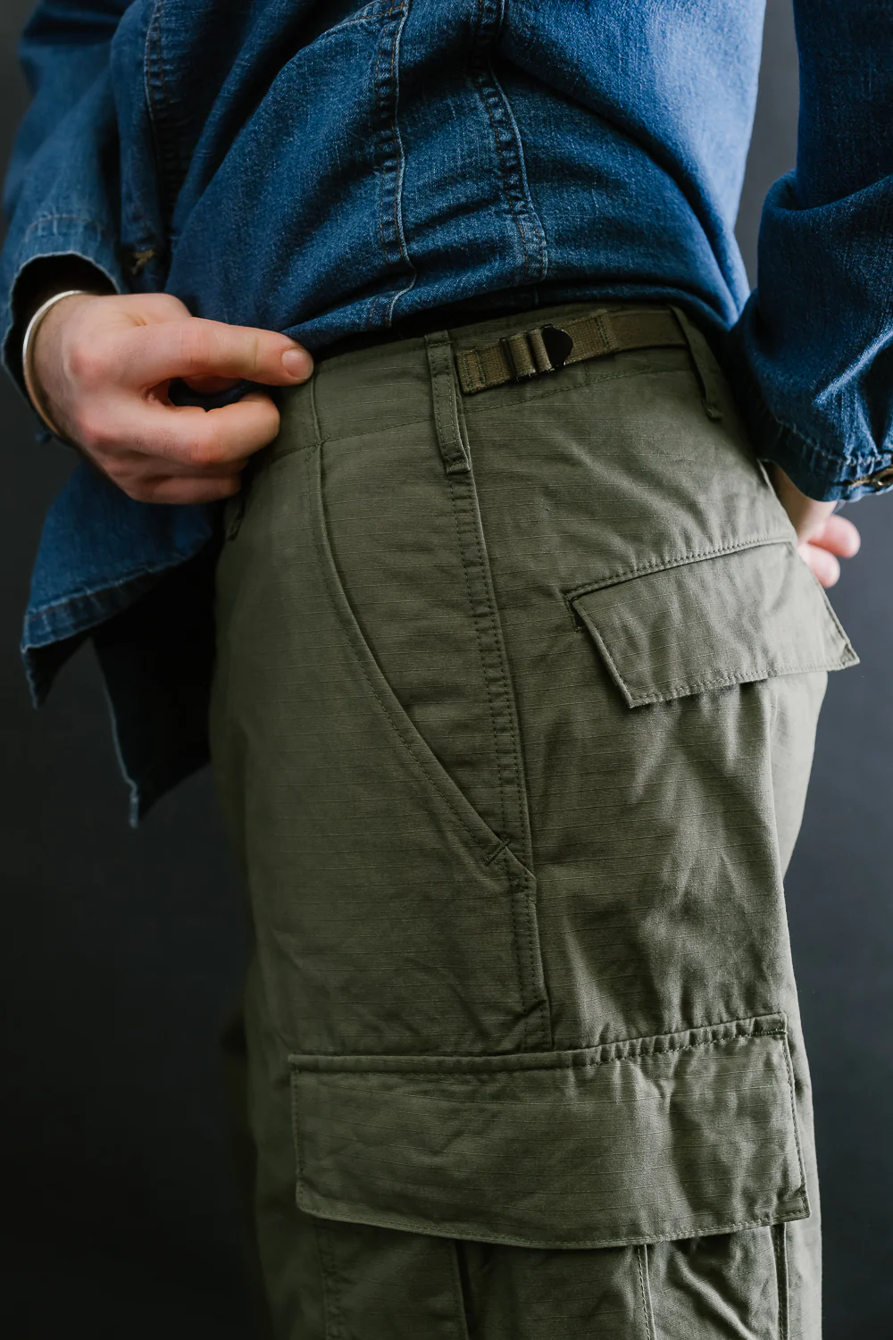 03-V5260RIP-76 - 6-Pocket Cargo Trousers - Vintage Fit - Olive - Image 21