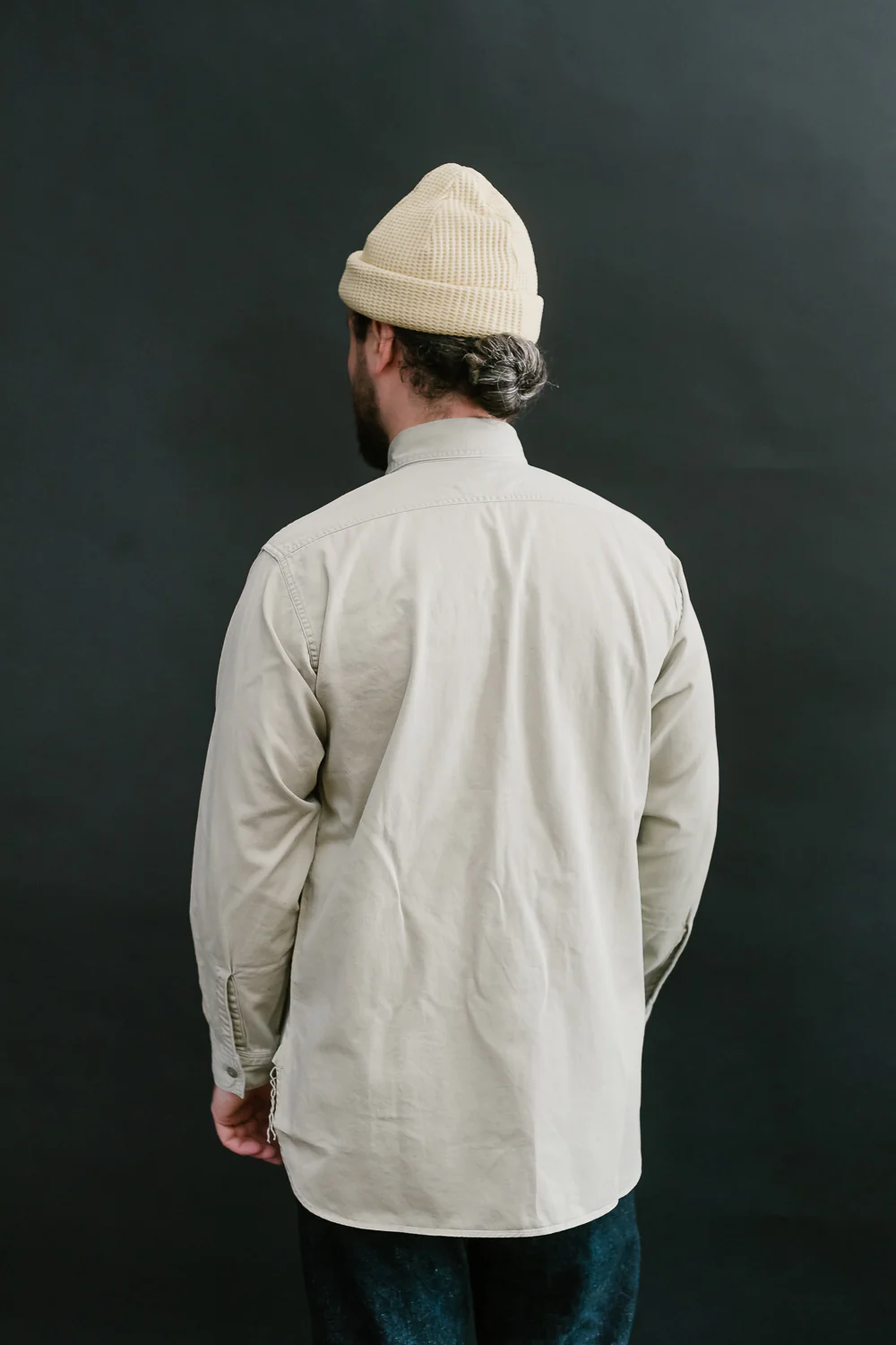 03-V8070- 67 - 1960s Twill Work Shirt Vintage Fit - Beige - Image 10