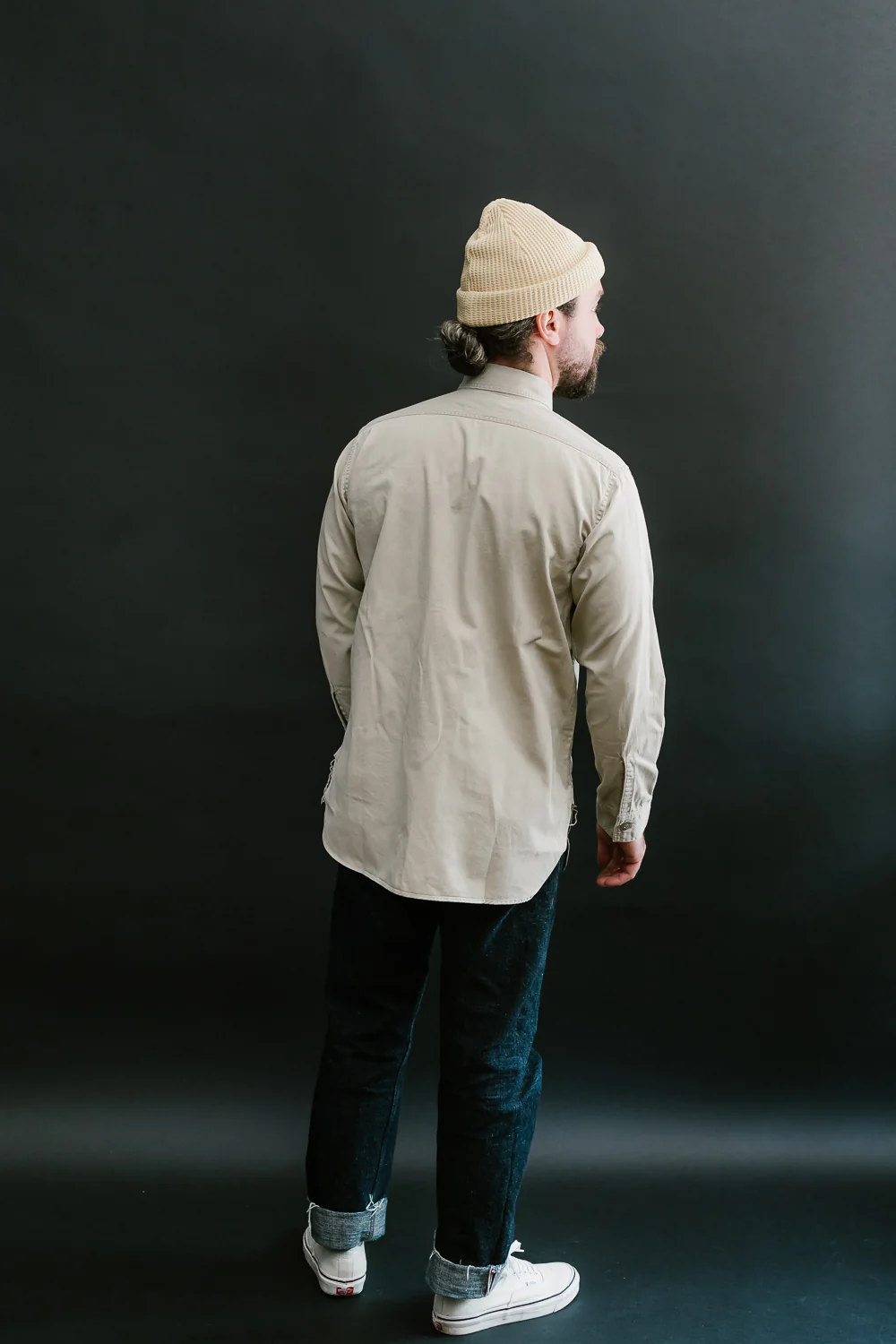 03-V8070- 67 - 1960s Twill Work Shirt Vintage Fit - Beige - Image 8