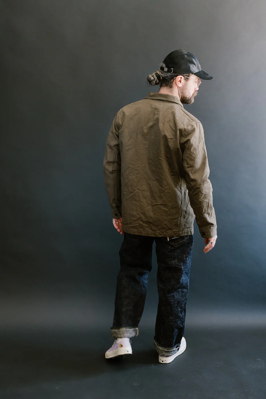 03100-HOX-OLG - 13.5oz Sulphur Dyed Olive Oxford Cloth - Coverall Jacket - Image 10