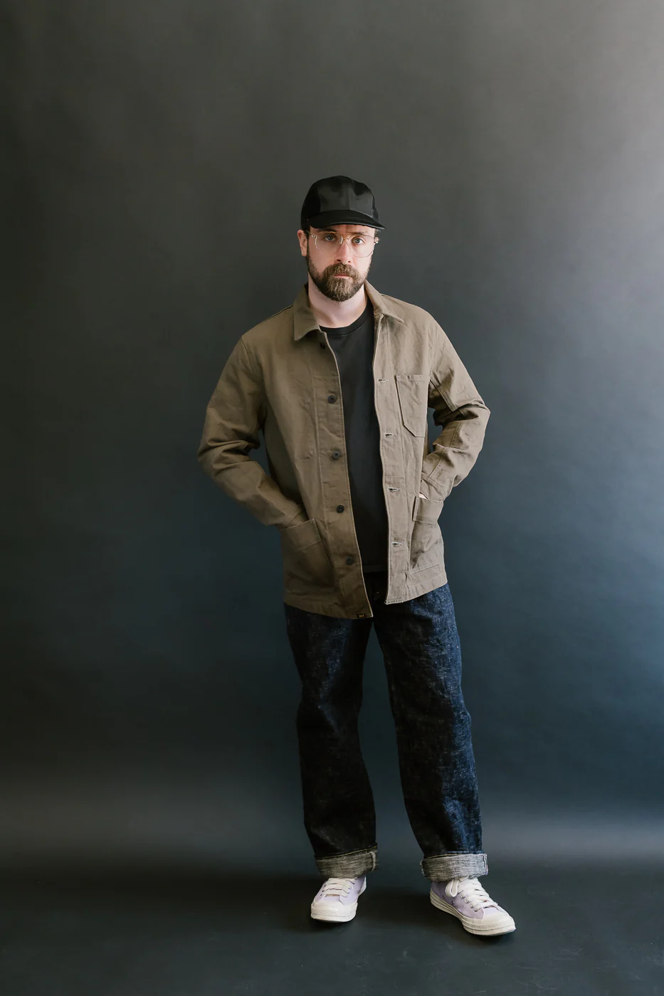 03100-HOX-OLG - 13.5oz Sulphur Dyed Olive Oxford Cloth - Coverall Jacket - Image 6