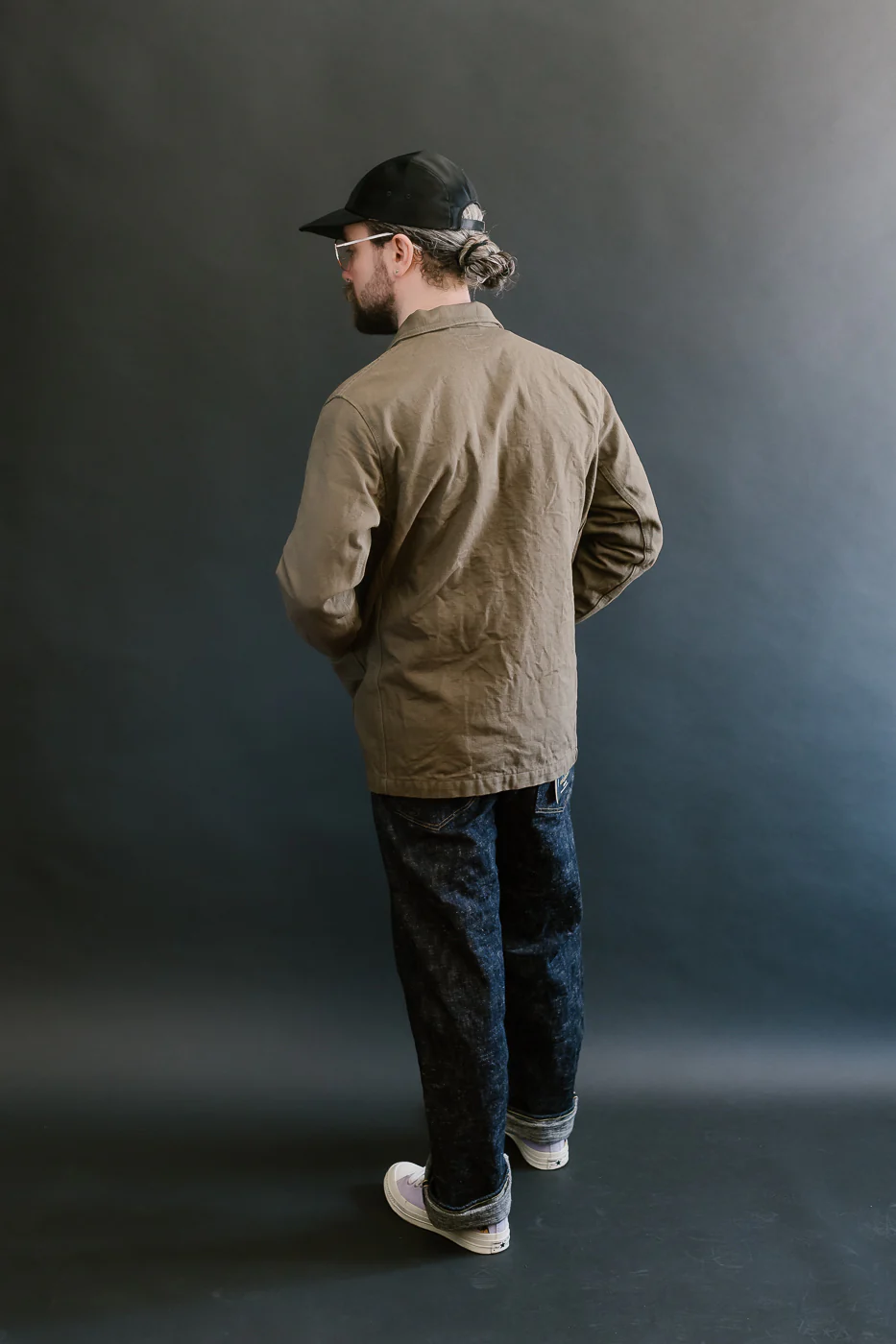 03100-HOX-OLG - 13.5oz Sulphur Dyed Olive Oxford Cloth - Coverall Jacket - Image 9