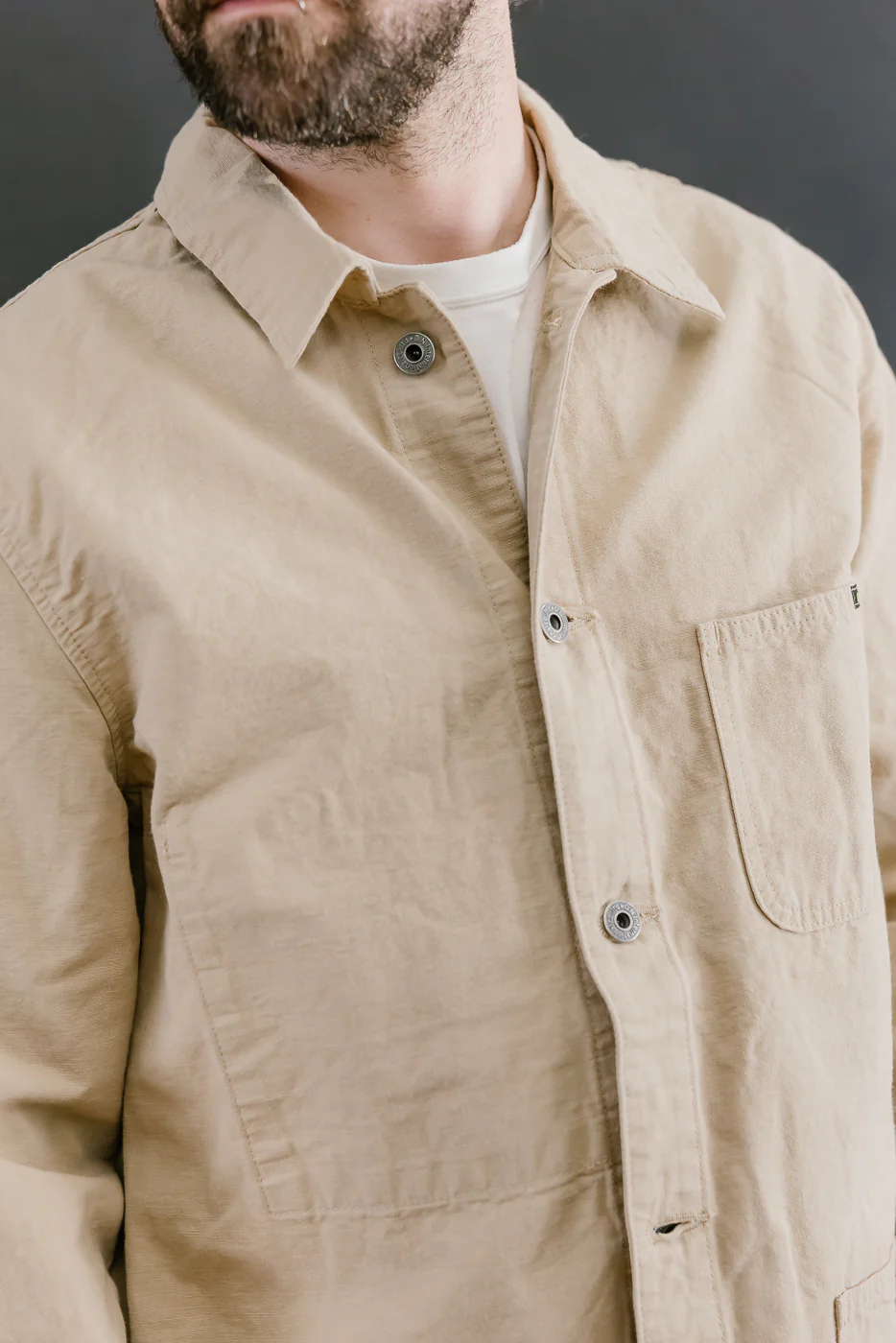 03500-8BE - 8oz "Beige Betacham" Selvedge Chambray Jacket - Coverall - Image 17