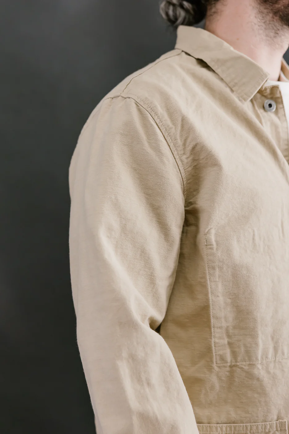 03500-8BE - 8oz "Beige Betacham" Selvedge Chambray Jacket - Coverall - Image 18