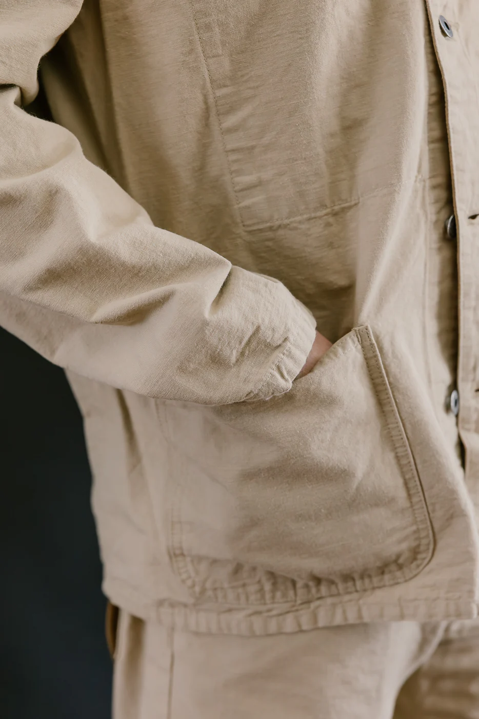 03500-8BE - 8oz "Beige Betacham" Selvedge Chambray Jacket - Coverall - Image 20