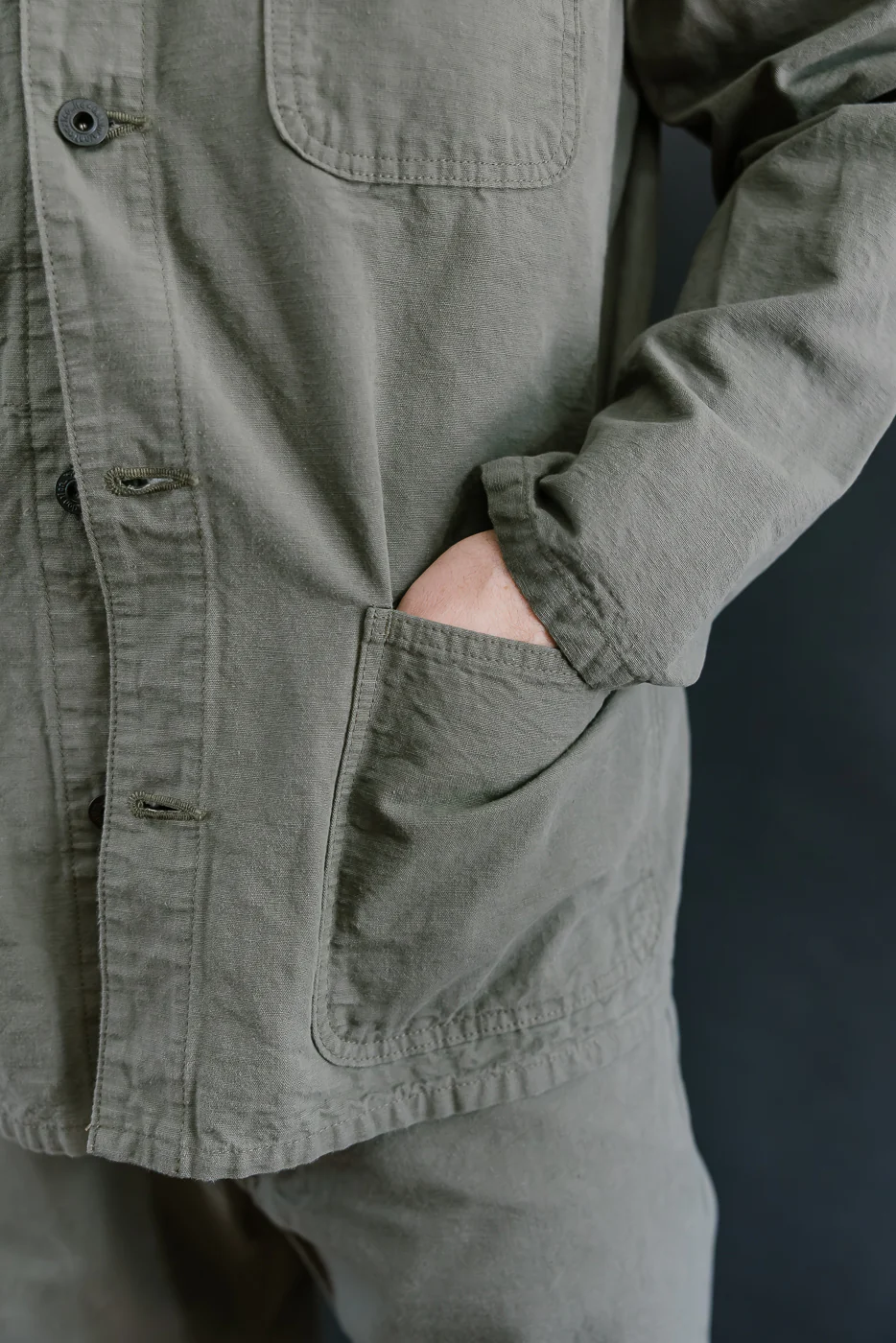03500-8GG - 8oz "Green Betacham" Selvedge Chambray Jacket - Coverall - Image 18
