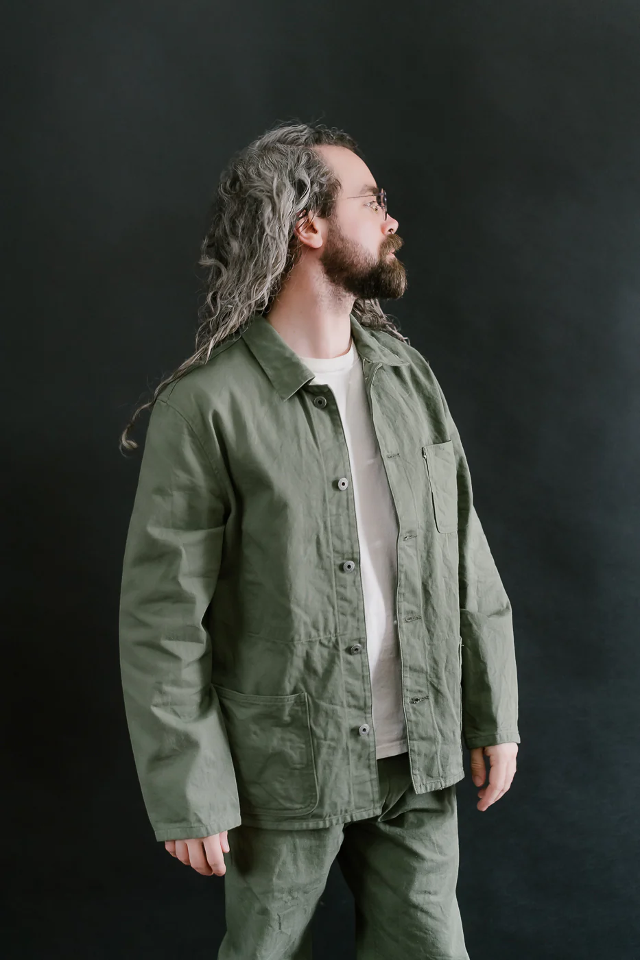 03501-SVC-LOL- 9.5oz Selvedge Chino Coverall - Light Olive - Image 10