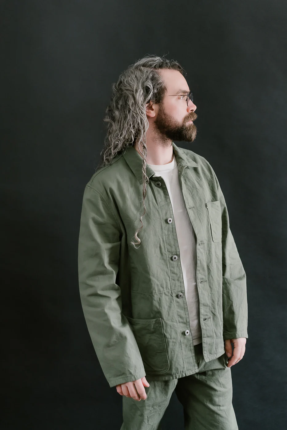 03501-SVC-LOL- 9.5oz Selvedge Chino Coverall - Light Olive - Image 11