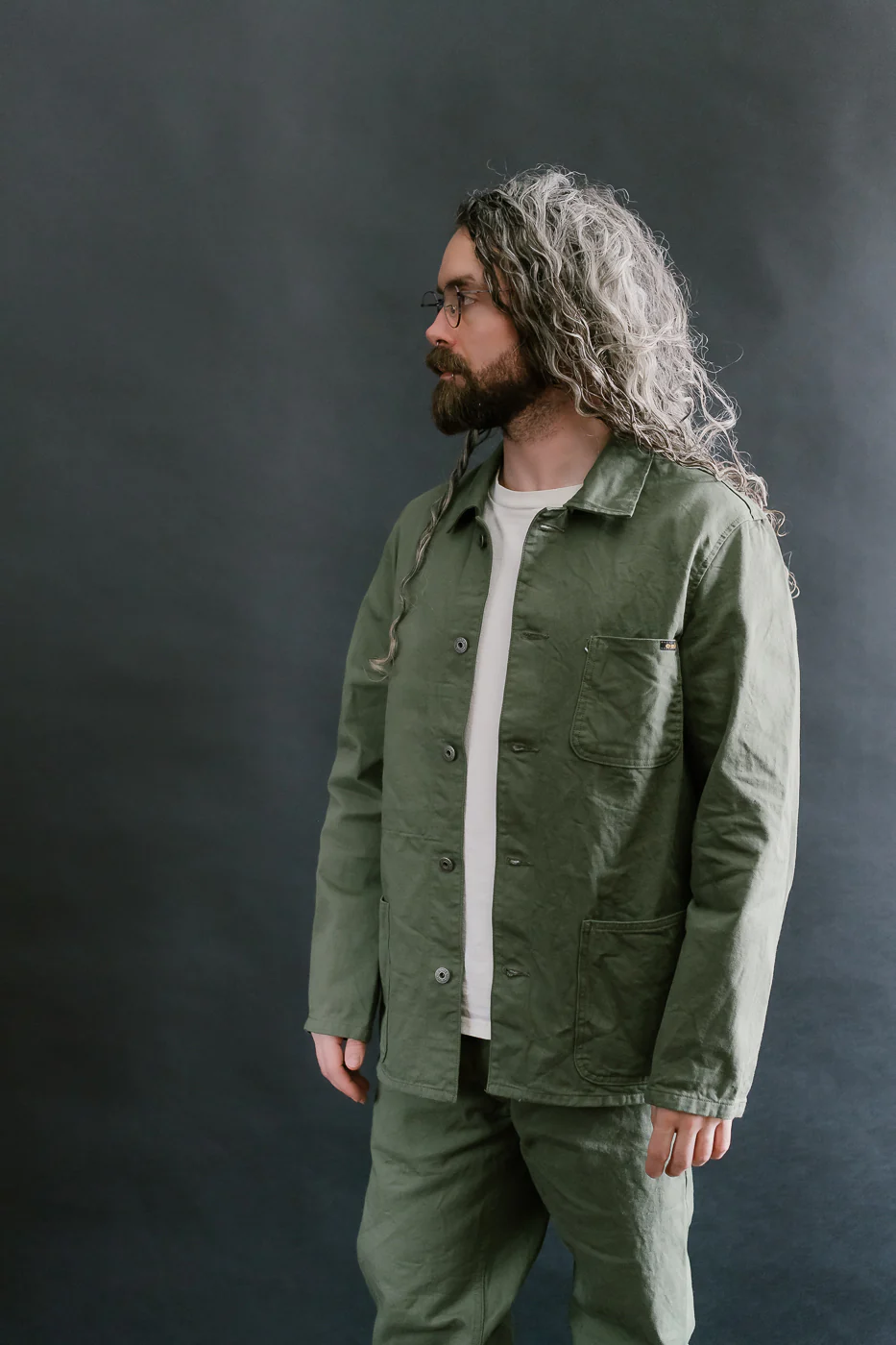 03501-SVC-LOL- 9.5oz Selvedge Chino Coverall - Light Olive - Image 15