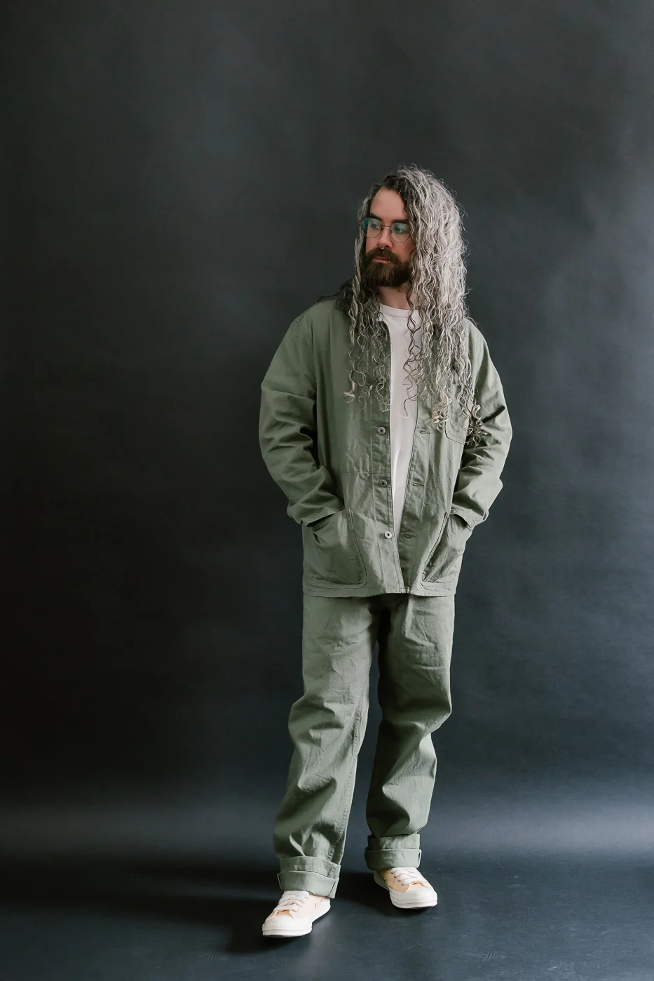 03501-SVC-LOL- 9.5oz Selvedge Chino Coverall - Light Olive - Image 6