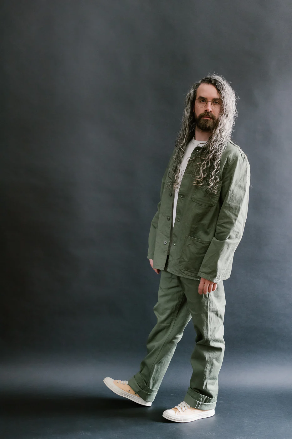 03501-SVC-LOL- 9.5oz Selvedge Chino Coverall - Light Olive - Image 7