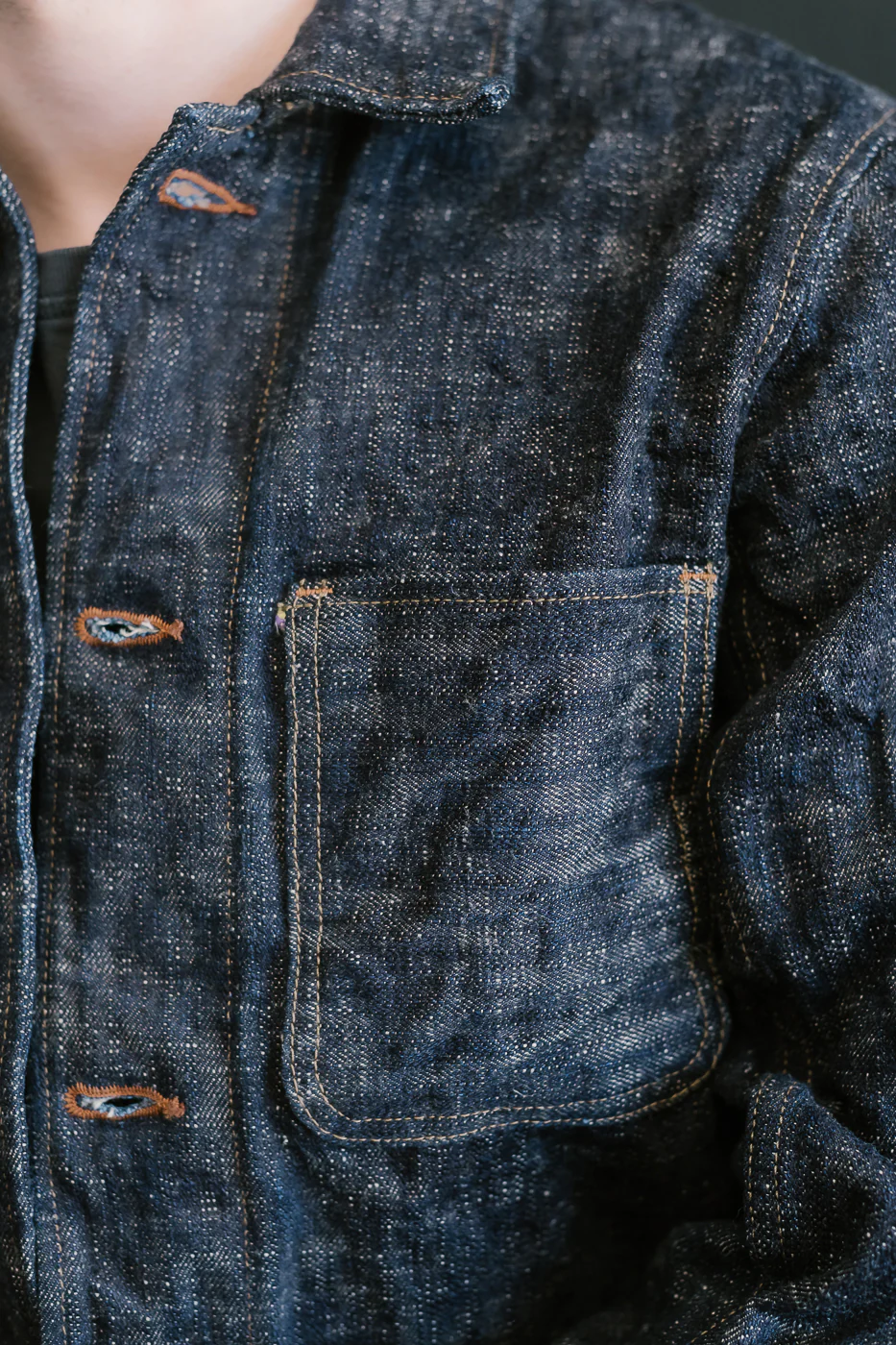 03502-KA - 17oz "Kasuri" Slub Selvedge - Coverall Jacket - Image 17