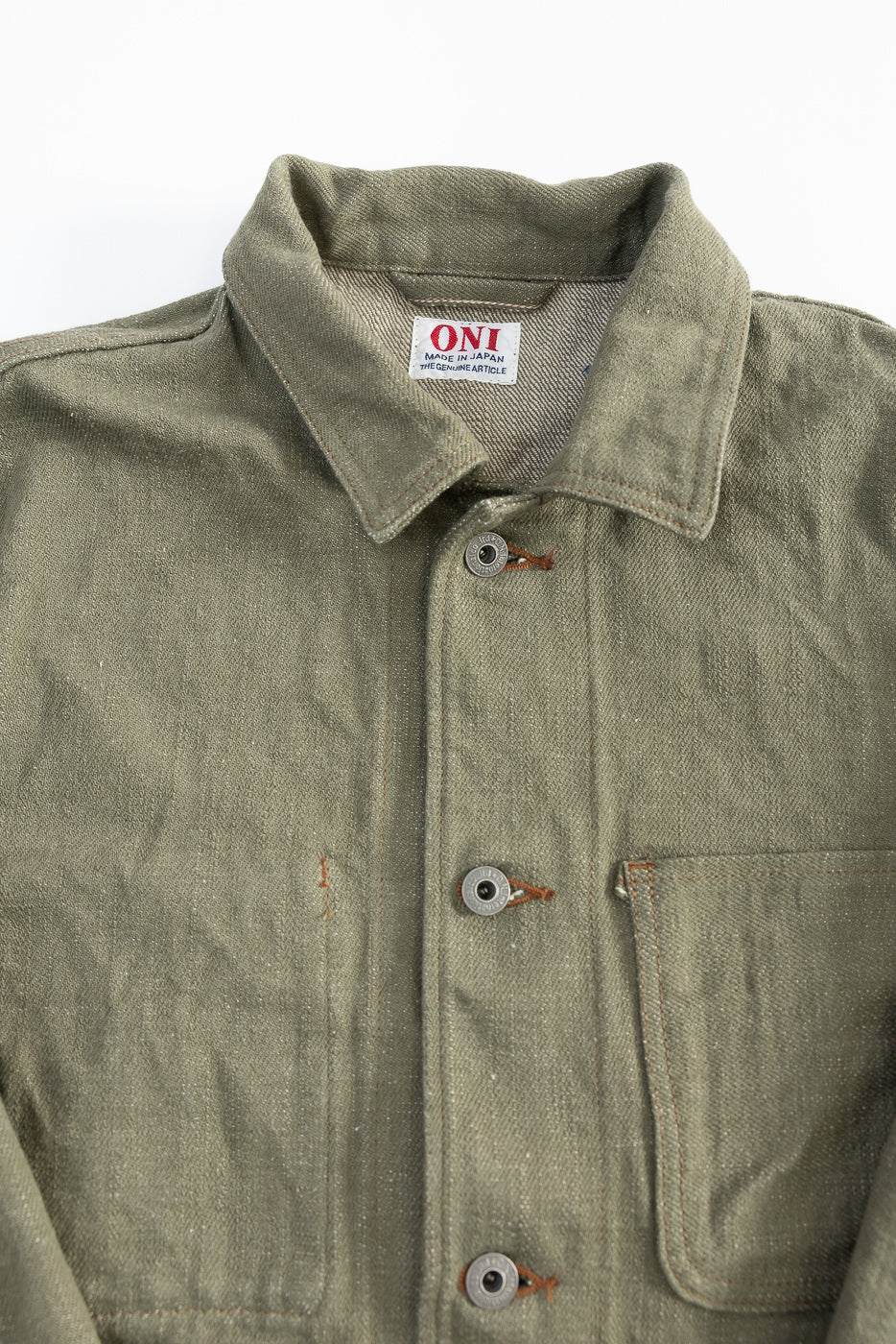 03502-OLD18 - 18oz "Olive Denim" Selvedge Jacket - Coverall - Image 2