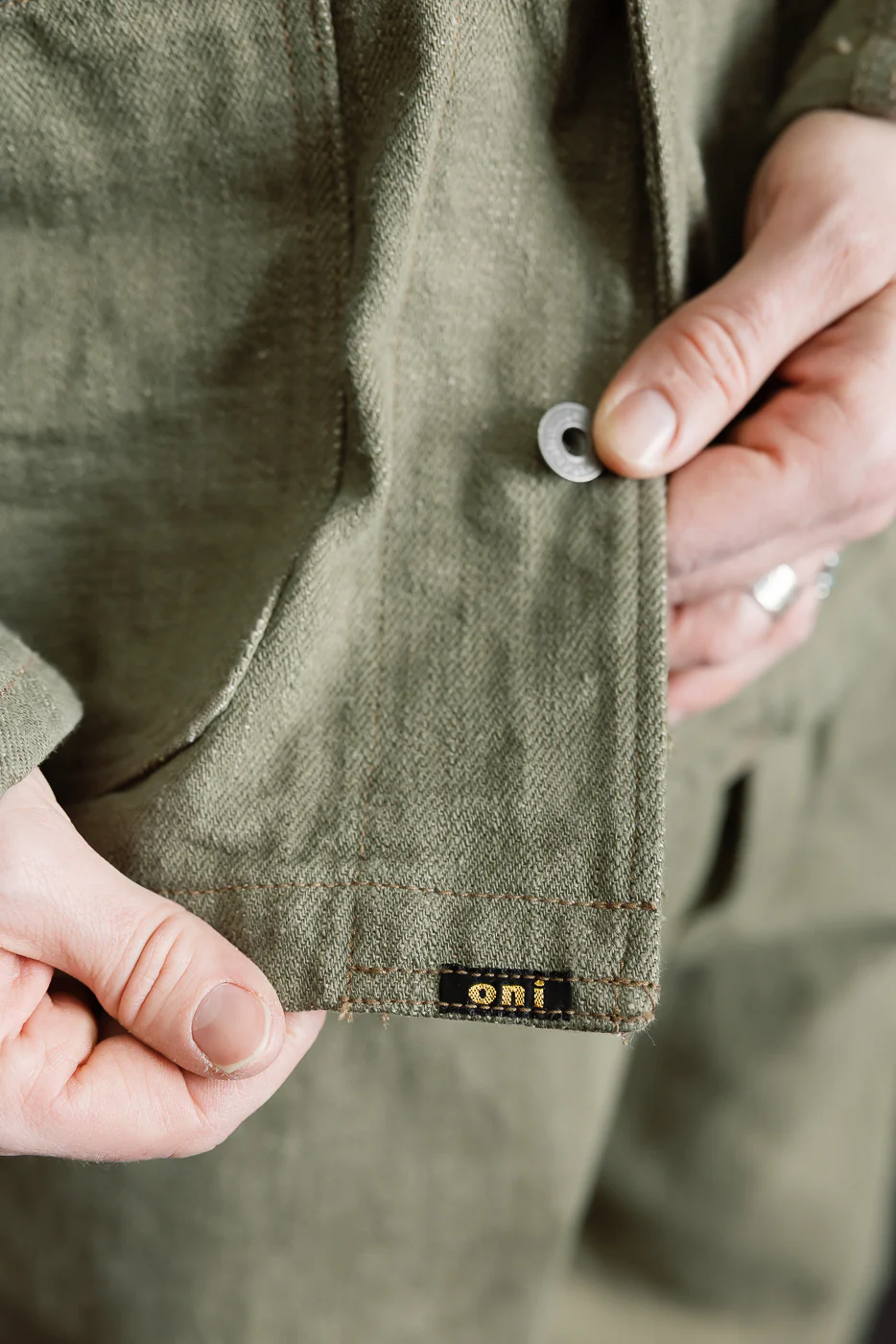 03502-OLD18 - 18oz "Olive Denim" Selvedge Jacket - Coverall - Image 21