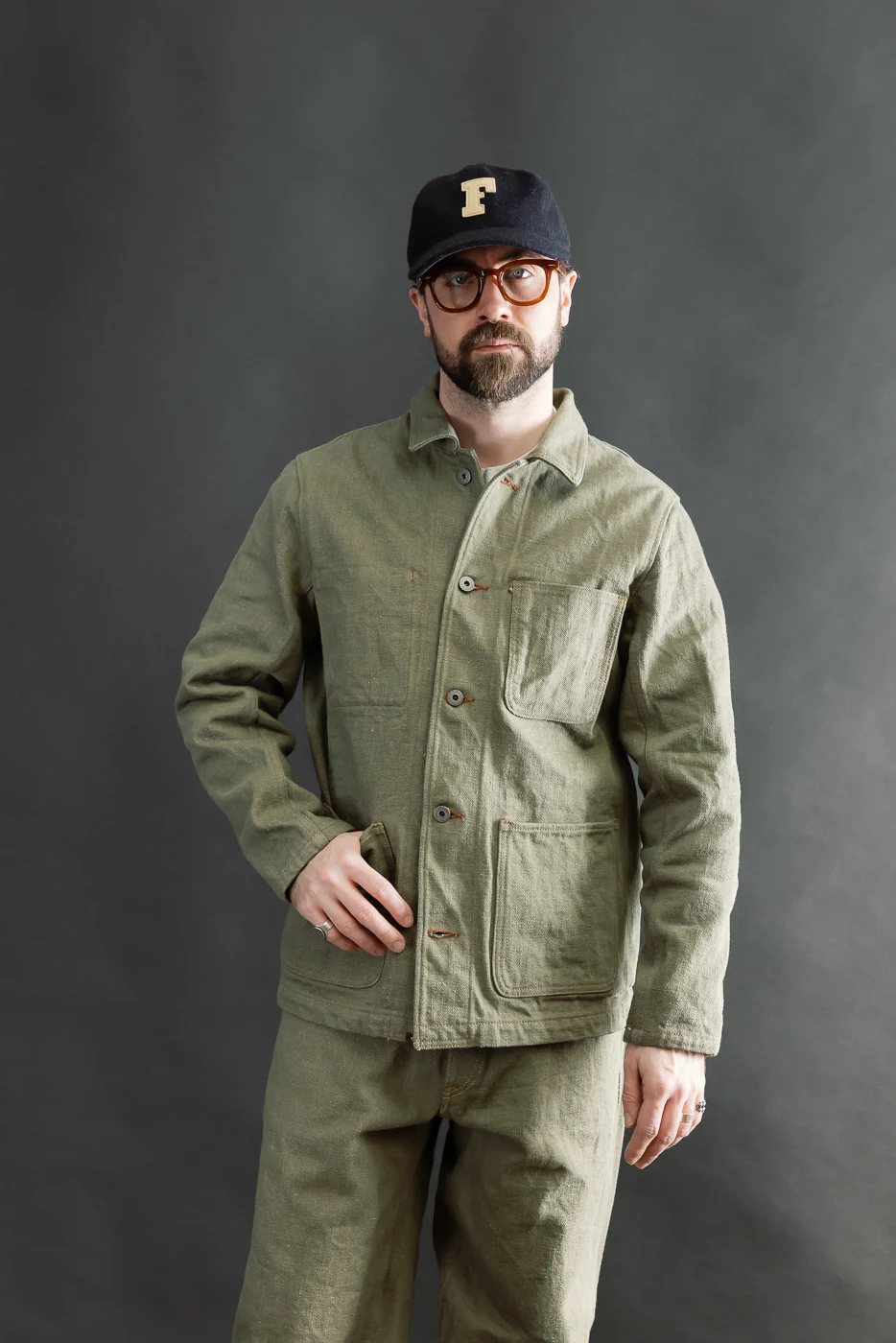 03502-OLD18 - 18oz "Olive Denim" Selvedge Jacket - Coverall - Image 9