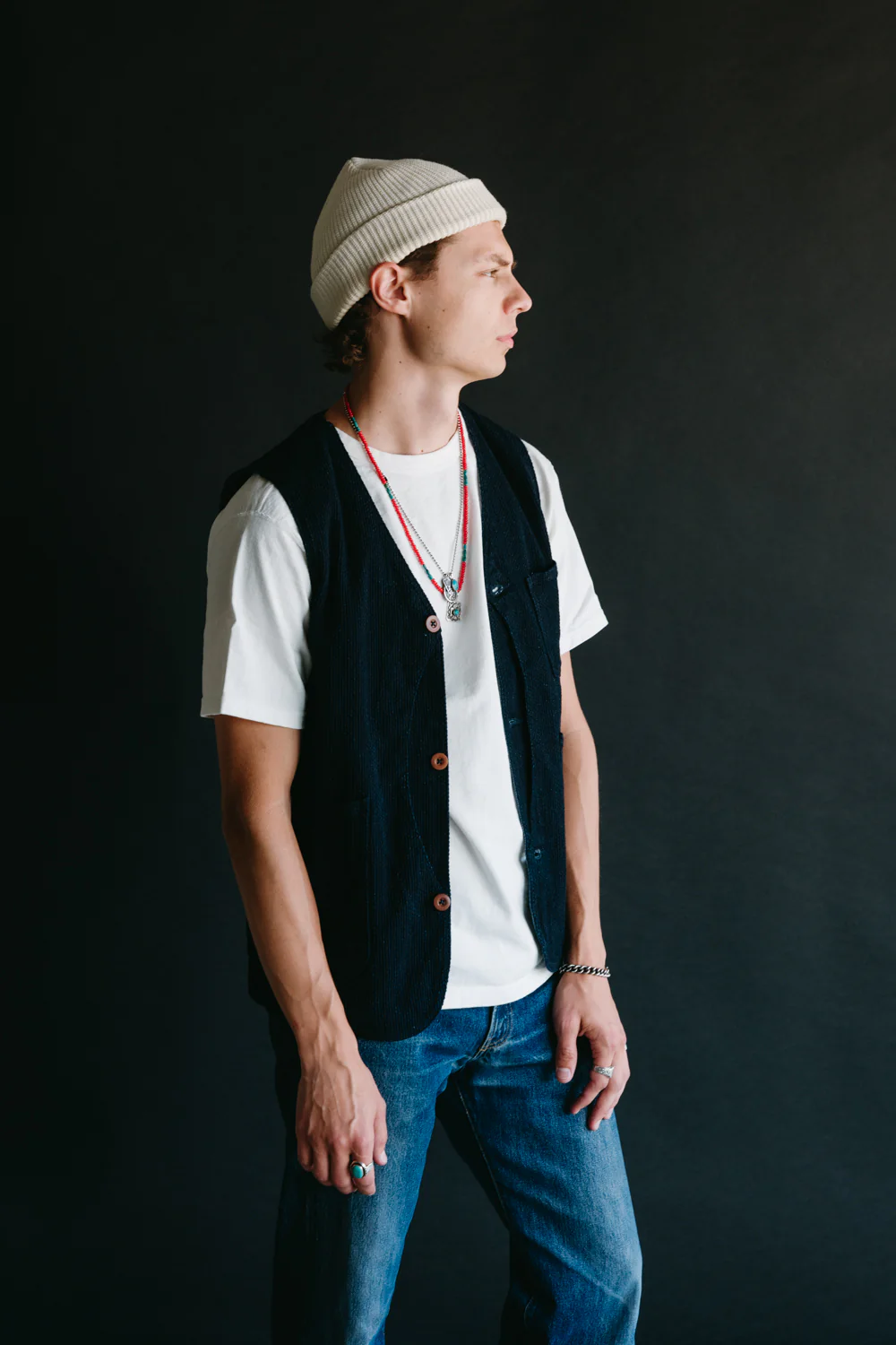 04-062 - Sashiko Hunting Vest - Indigo - Image 12