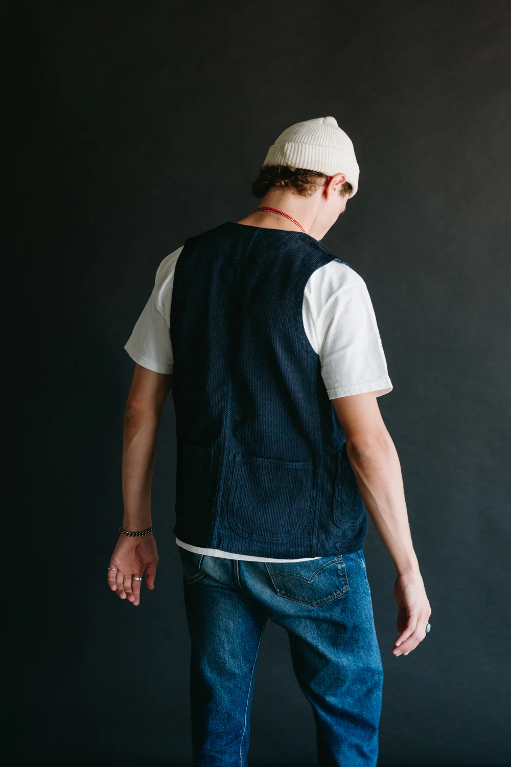 04-062 - Sashiko Hunting Vest - Indigo - Image 13