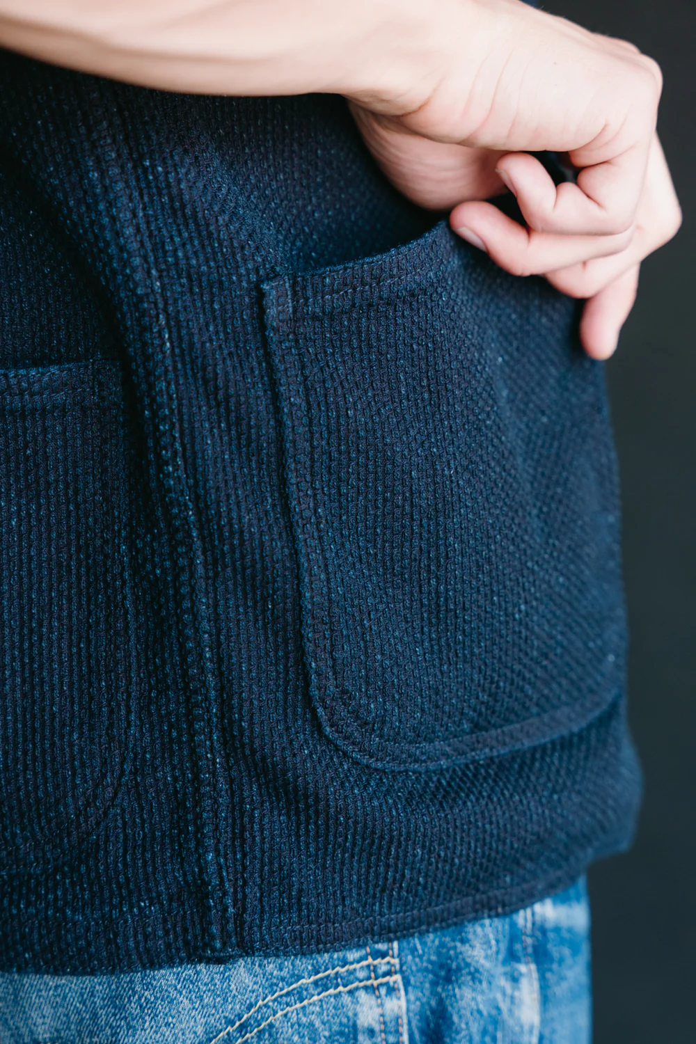 04-062 - Sashiko Hunting Vest - Indigo - Image 17