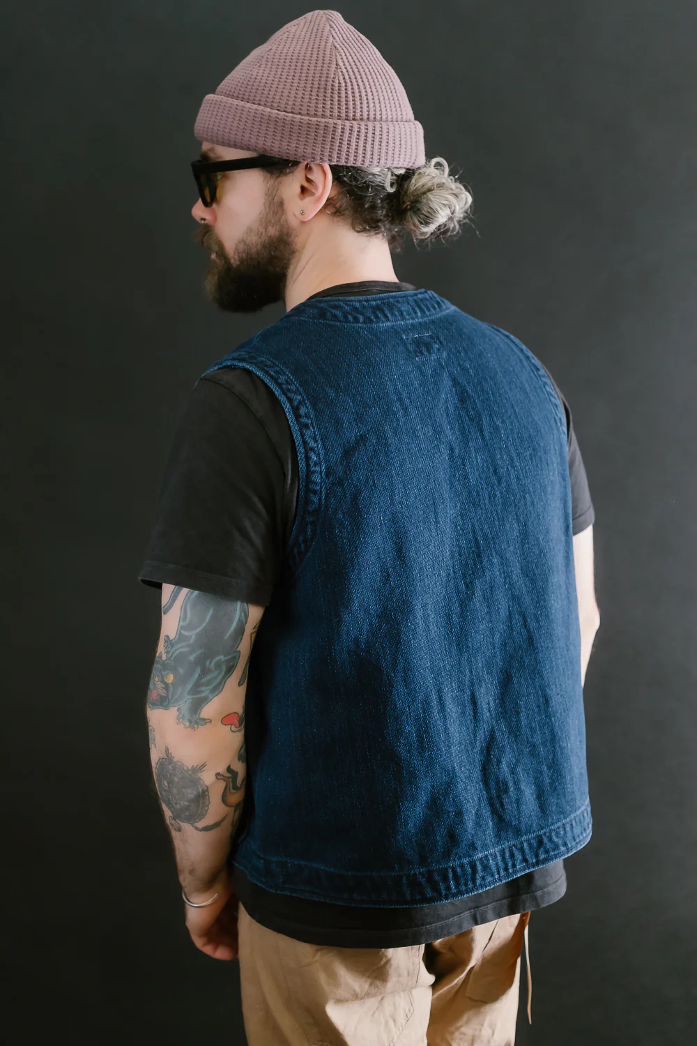 05100-3x3IDT - Twill Bio-Wash Vest - Indigo - Image 11