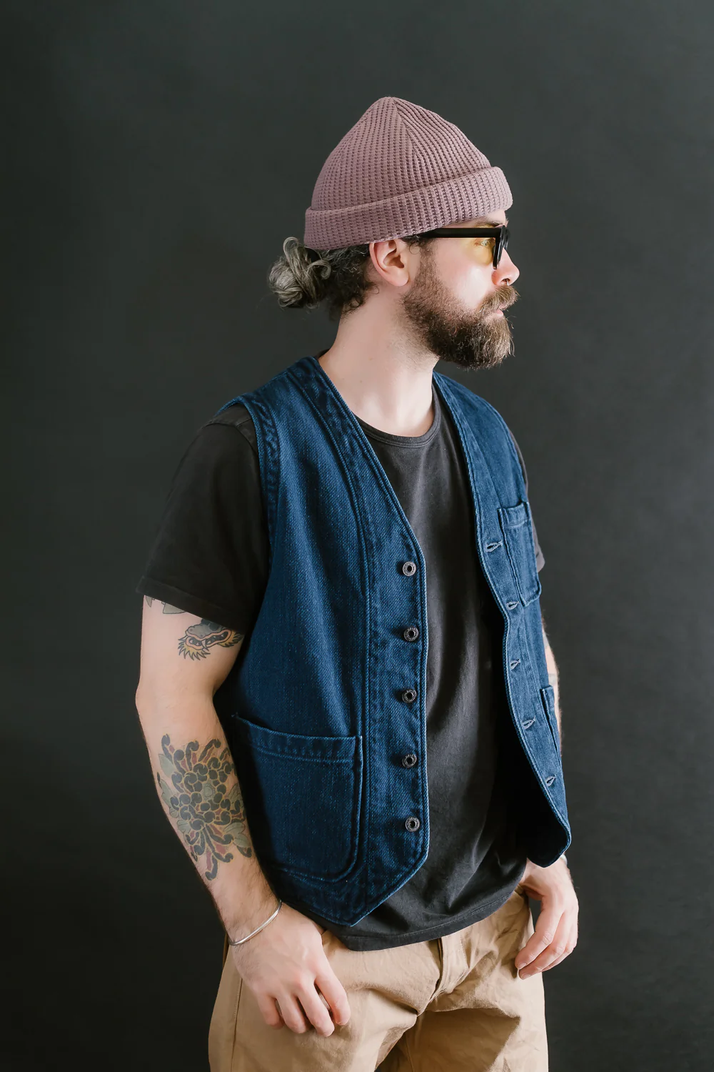 05100-3x3IDT - Twill Bio-Wash Vest - Indigo - Image 14