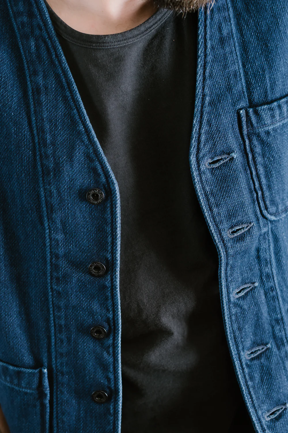 05100-3x3IDT - Twill Bio-Wash Vest - Indigo - Image 16