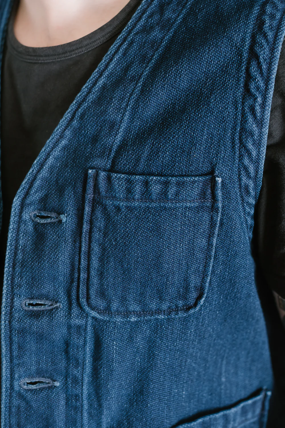 05100-3x3IDT - Twill Bio-Wash Vest - Indigo - Image 17