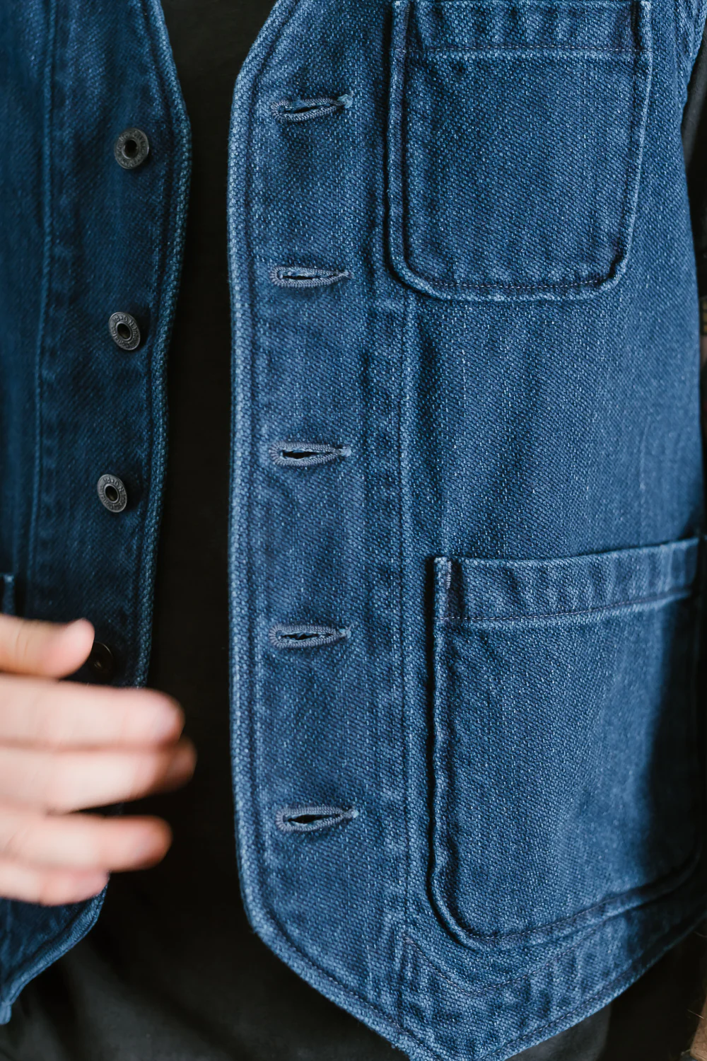 05100-3x3IDT - Twill Bio-Wash Vest - Indigo - Image 18