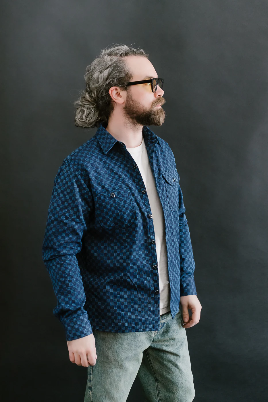 10oz - Dant x RGT - Sashiko Check Work Shirt - Indigo x Indigo - Image 11