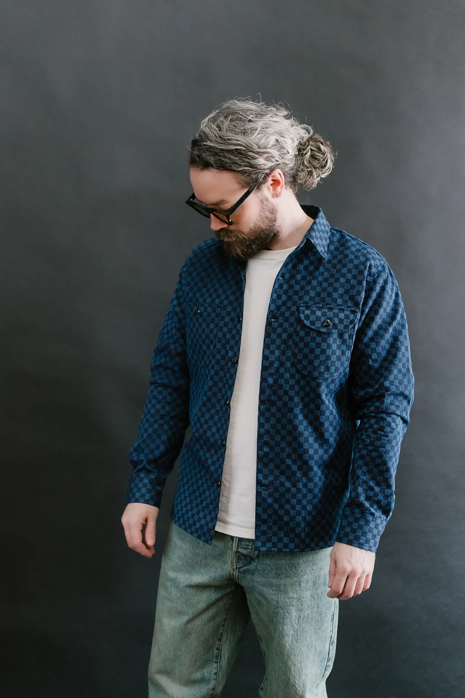10oz - Dant x RGT - Sashiko Check Work Shirt - Indigo x Indigo - Image 15