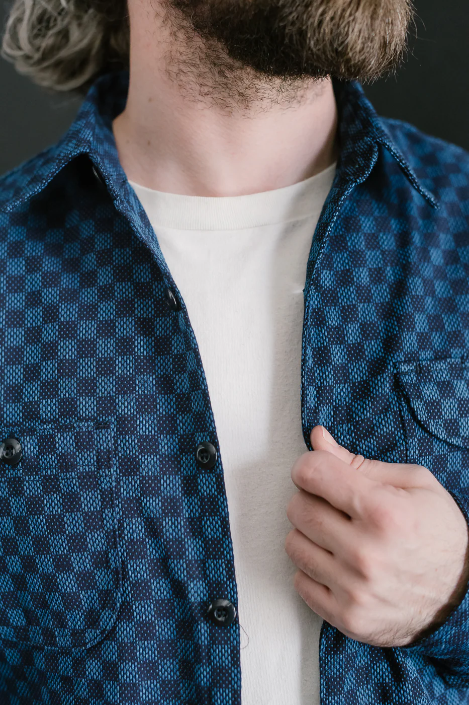 10oz - Dant x RGT - Sashiko Check Work Shirt - Indigo x Indigo - Image 17