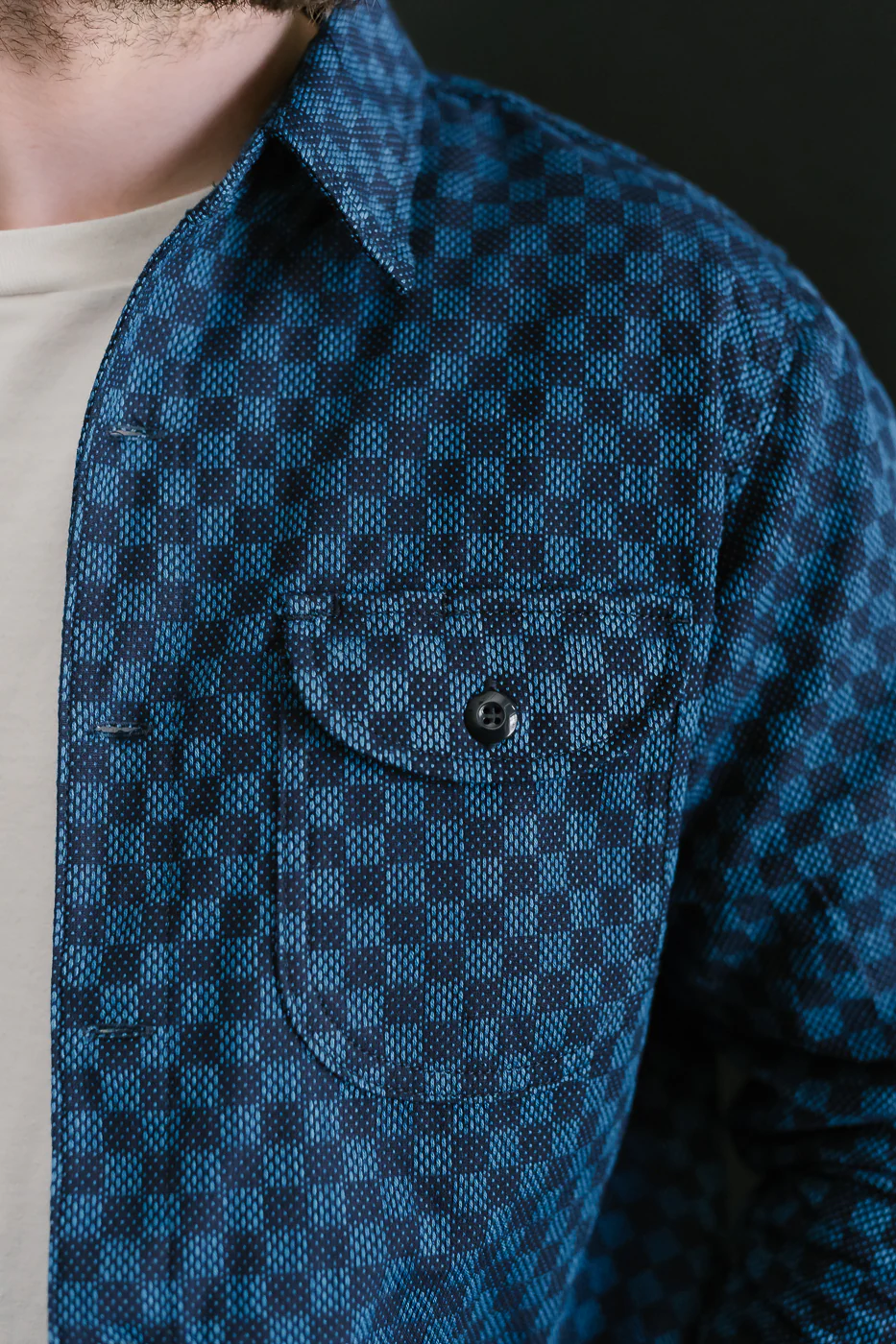 10oz - Dant x RGT - Sashiko Check Work Shirt - Indigo x Indigo - Image 21