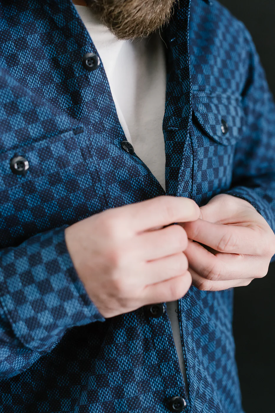 10oz - Dant x RGT - Sashiko Check Work Shirt - Indigo x Indigo - Image 22