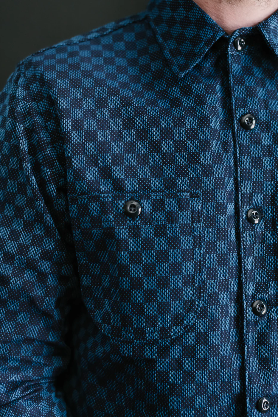 10oz - Dant x RGT - Sashiko Check Work Shirt - Indigo x Indigo - Image 24