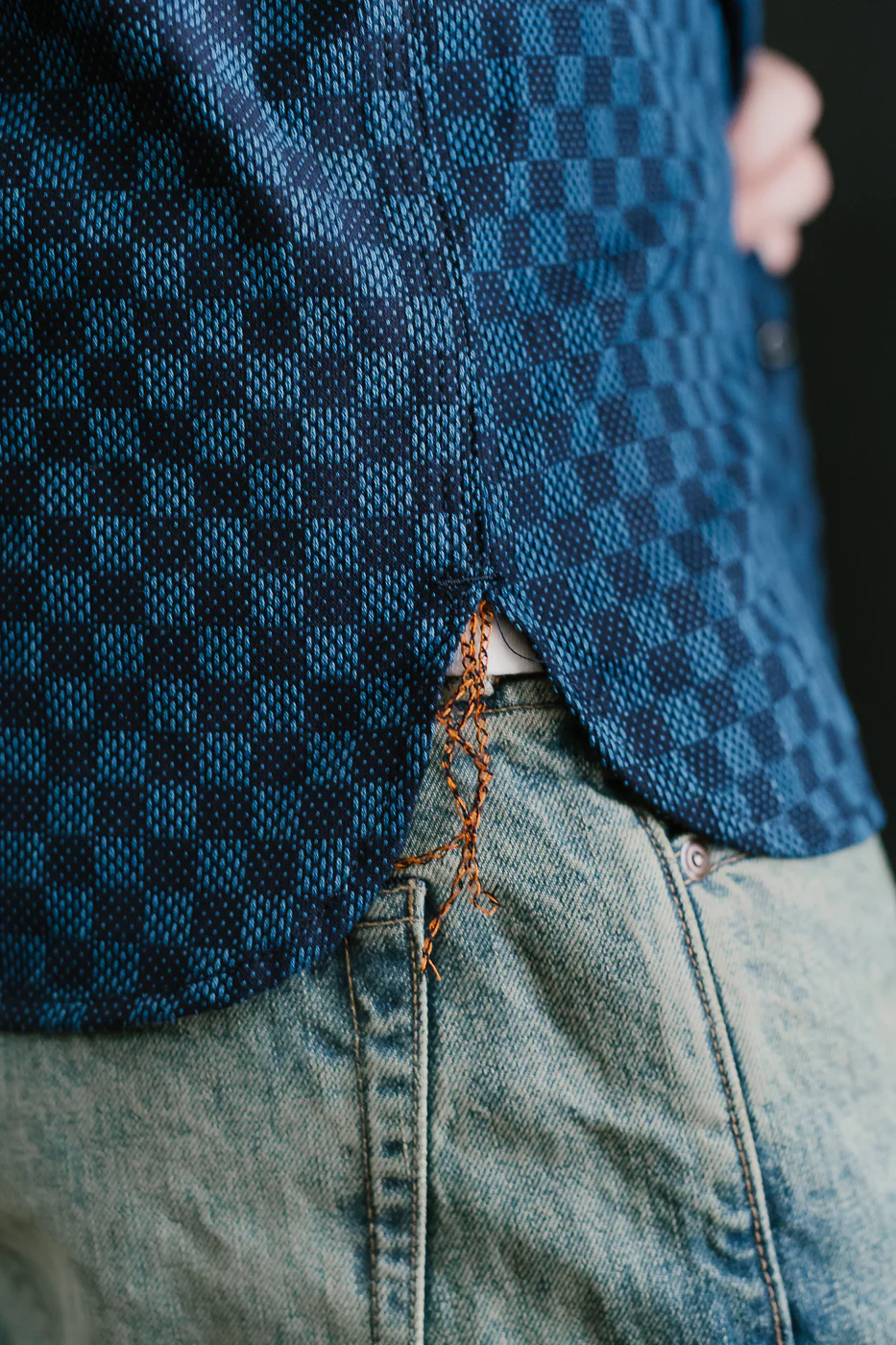 10oz - Dant x RGT - Sashiko Check Work Shirt - Indigo x Indigo - Image 26