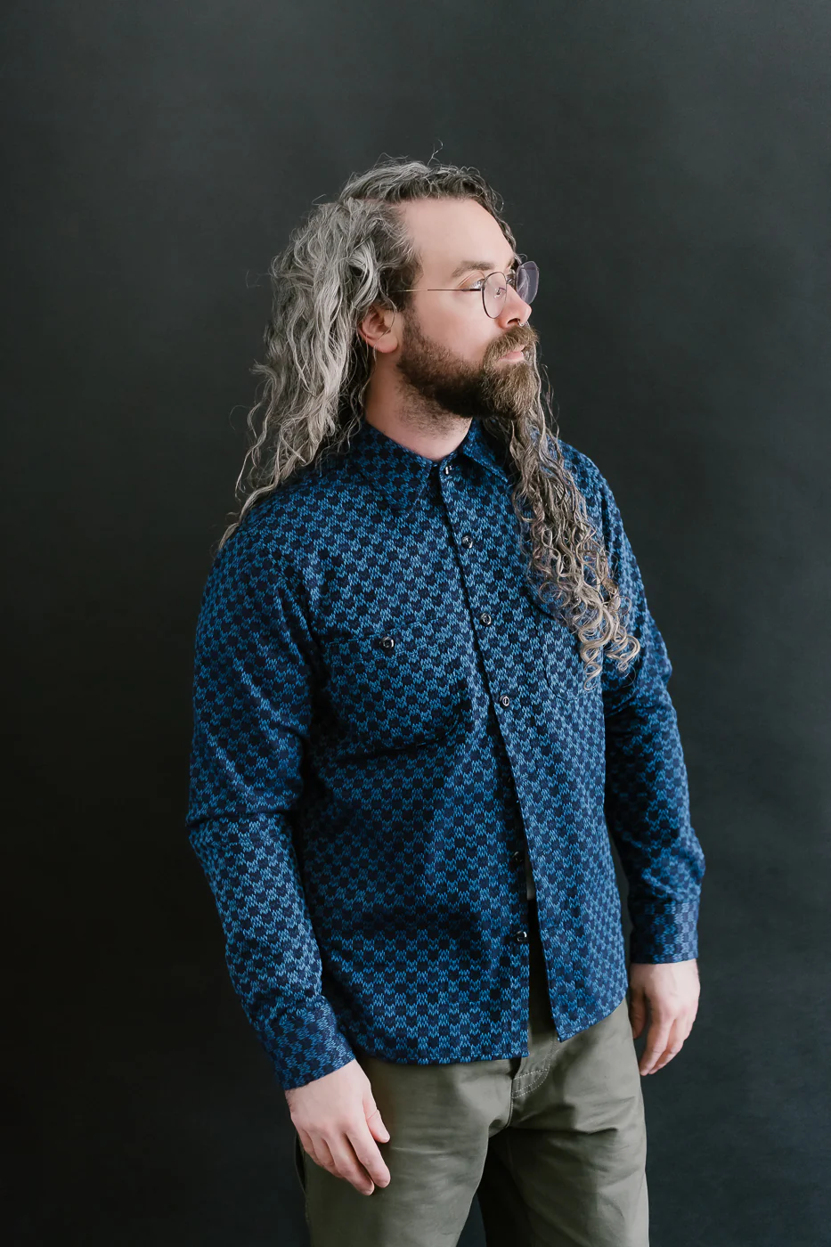 10oz - Dant x RGT - Sashiko Wavy Check Work Shirt - Indigo x Indigo - Image 10