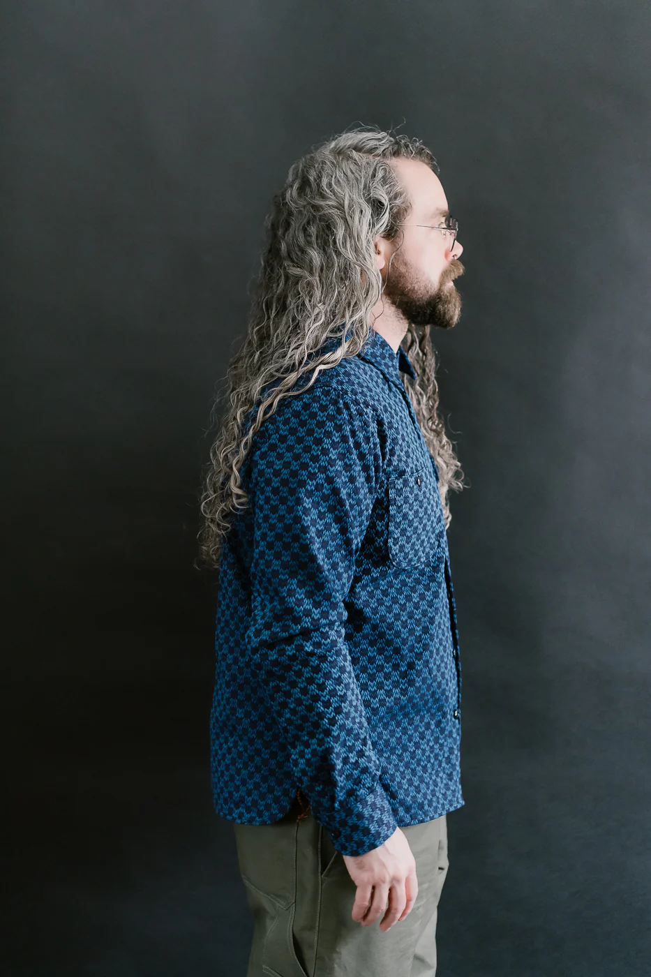 10oz - Dant x RGT - Sashiko Wavy Check Work Shirt - Indigo x Indigo - Image 11