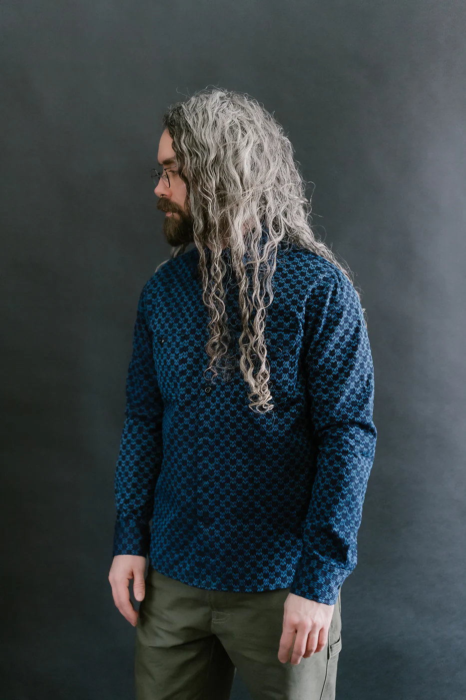 10oz - Dant x RGT - Sashiko Wavy Check Work Shirt - Indigo x Indigo - Image 14