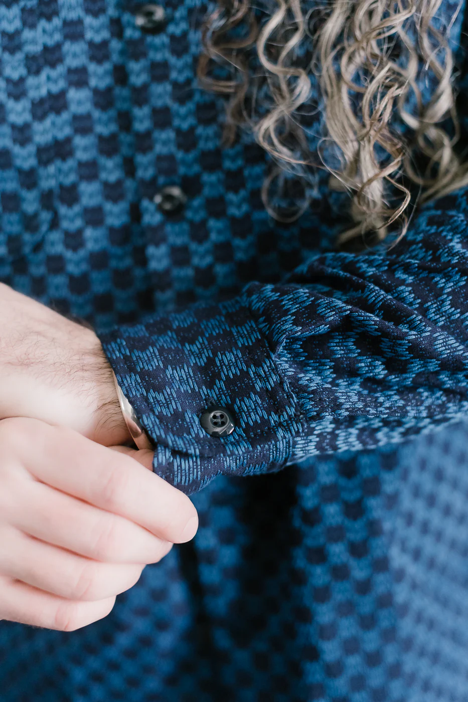 10oz - Dant x RGT - Sashiko Wavy Check Work Shirt - Indigo x Indigo - Image 17
