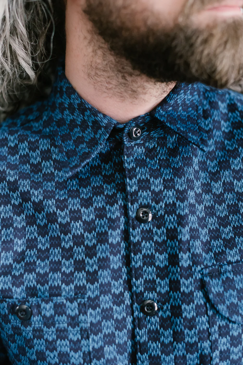 10oz - Dant x RGT - Sashiko Wavy Check Work Shirt - Indigo x Indigo - Image 18